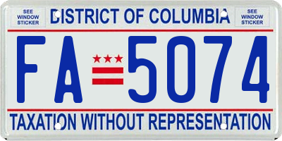 DC license plate FA5074