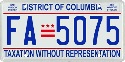 DC license plate FA5075