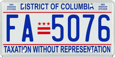 DC license plate FA5076