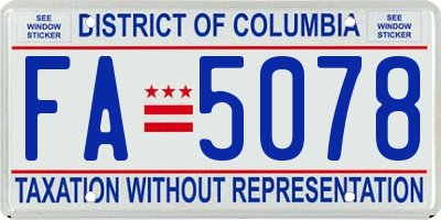 DC license plate FA5078