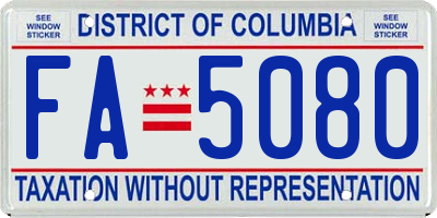 DC license plate FA5080