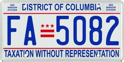 DC license plate FA5082