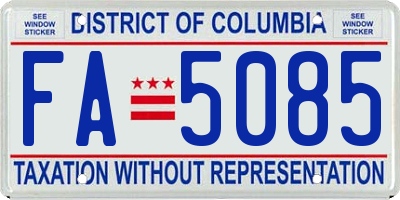 DC license plate FA5085