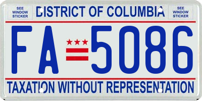 DC license plate FA5086