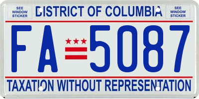 DC license plate FA5087