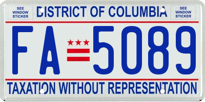 DC license plate FA5089