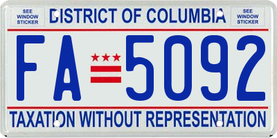 DC license plate FA5092