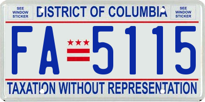 DC license plate FA5115