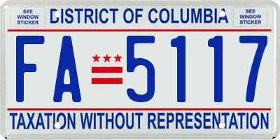 DC license plate FA5117