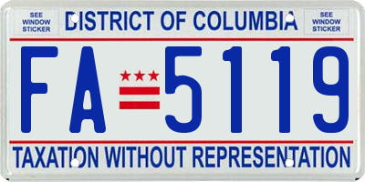 DC license plate FA5119