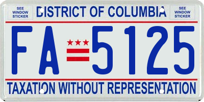 DC license plate FA5125