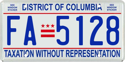 DC license plate FA5128