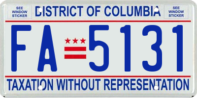 DC license plate FA5131