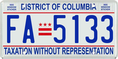 DC license plate FA5133