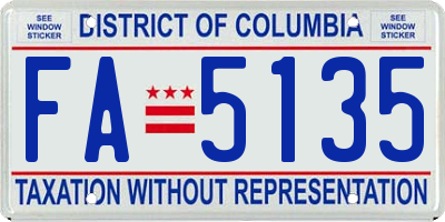 DC license plate FA5135