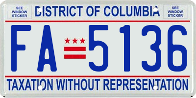 DC license plate FA5136