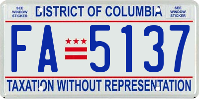 DC license plate FA5137