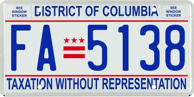 DC license plate FA5138