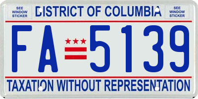 DC license plate FA5139