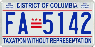 DC license plate FA5142