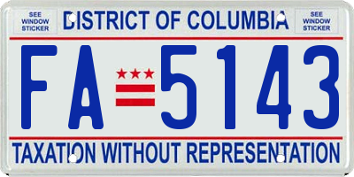 DC license plate FA5143