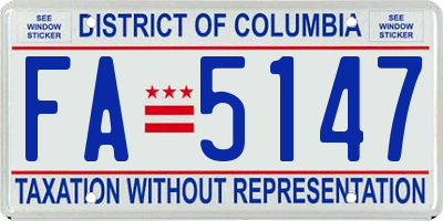 DC license plate FA5147