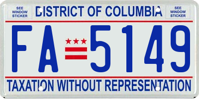 DC license plate FA5149