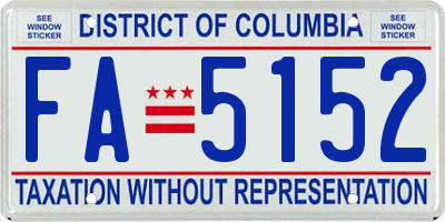 DC license plate FA5152