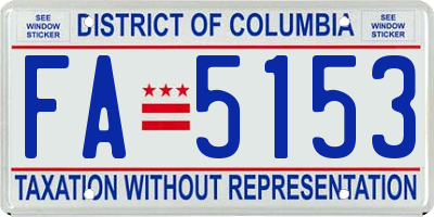 DC license plate FA5153