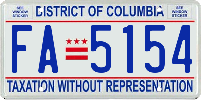 DC license plate FA5154