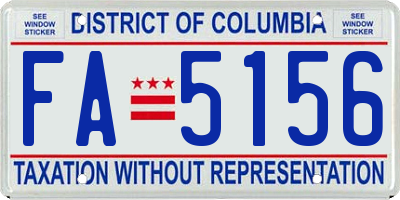 DC license plate FA5156