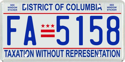 DC license plate FA5158