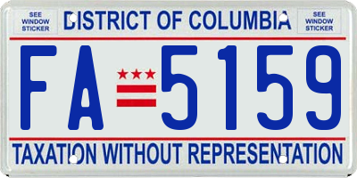 DC license plate FA5159