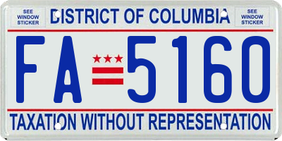 DC license plate FA5160