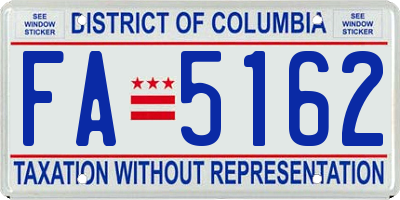 DC license plate FA5162