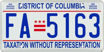 DC license plate FA5163