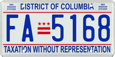 DC license plate FA5168