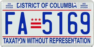 DC license plate FA5169