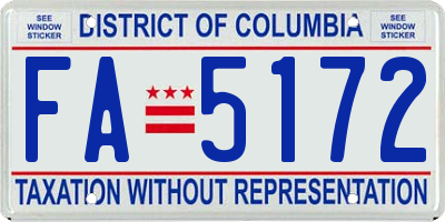 DC license plate FA5172