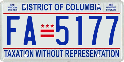 DC license plate FA5177