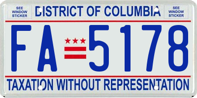 DC license plate FA5178