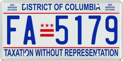 DC license plate FA5179