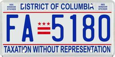 DC license plate FA5180