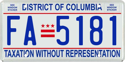 DC license plate FA5181