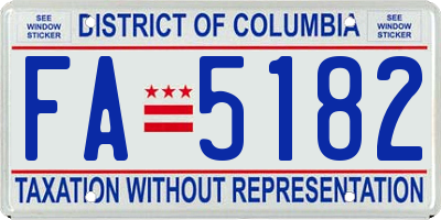 DC license plate FA5182