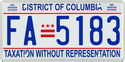 DC license plate FA5183