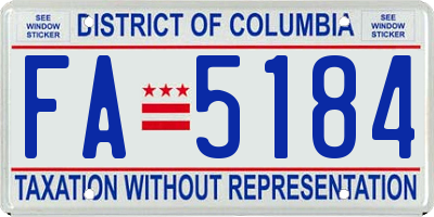 DC license plate FA5184