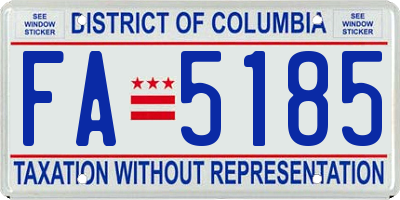 DC license plate FA5185