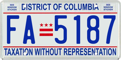 DC license plate FA5187