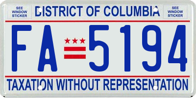 DC license plate FA5194